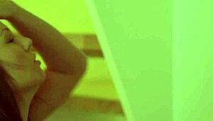 Teen stretches wet pussy with dildo