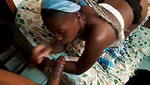 Ebony Queen Deepthroats BBC In Lingerie