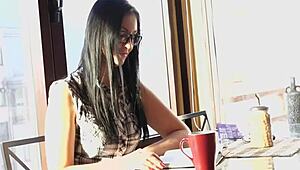 Why is fucking this nerd with glasses so gripping? She rips clothes for horny blowjob and pussy fucking.