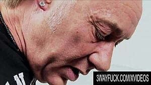 3 Way Action with Busty Scottish Blonde Christine Love Spit Roasted