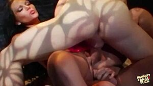 hey, after deepthroating two cocks, ready for double penetration with this busty brunette?