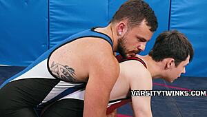 Wrestling Threesome Goes Bareback In Steamy Classroom Action
