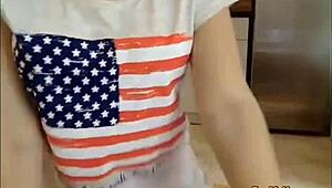 barely legal girl plays with dildo in kitchen