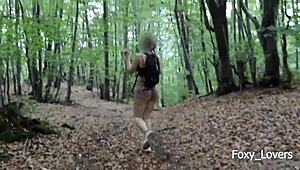 petite teen gets horny in park and banged hard in woods outdoors!