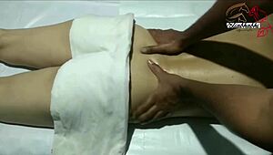 indian lady receives full body massage at home