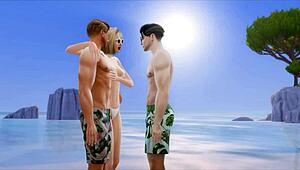 taylor and joe take sensual beach walk in 3d hentai preview