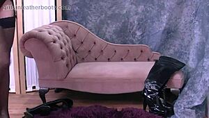 Kinky Babe Teasing in Sexy Boots and Nylon Panties