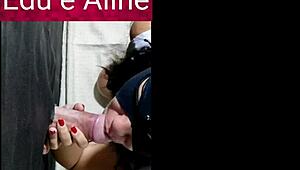 Aline Sucks and Swallows Cum at Glory Hole