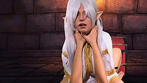 Hey, check this cosplay Frieren elf recruiting a warrior for wild sex sword action!