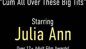 Sensual Julia Ann milks big cock with wet mouth