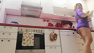 i spy stepmom in kitchen wearing tight skirt