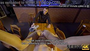 Serve4K delivering tight shaved pussy with brunette riding on desk