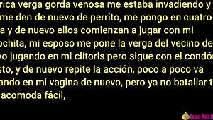 The neighbor's big cock satisfies the bbw wife while her husband watches the cumshot.