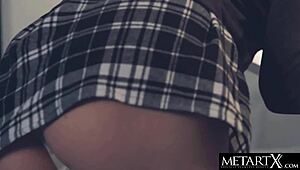 beauty with big natural tits strips white panties for solo play