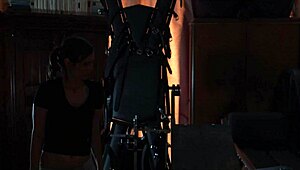 uninvited girl gets brutal punishment from house lord in garage.