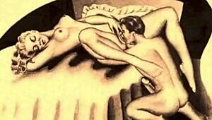 Intriguing vintage erotic drawings from antique anime