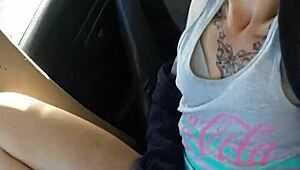 This homemade amateur wife masturbates in traffic, cumming while getting off on being seen