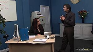 Whoa, therapist whips out cock for busty secretary blowjob! 😲