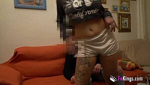 Busted Lola Seducing Cable Guy with Huge Titties