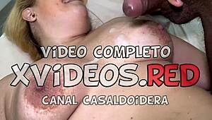 bbw blonde scarlett returns unmasked. she gives up holes for cum on chest in wild action.