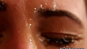 Hot Peach Swallows Jizz Load After Intense Facial Action