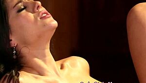 Dyke masseuse licks lesbian babe's pussy during massage