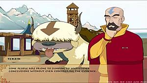 yo, busty korra gives an epic handjob in this hentai scene