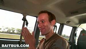 Bait bus tricks nerdy Davyd with Steven Ponce and Vanessa Foxxx