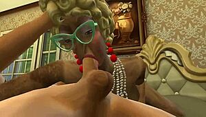 难以置信的优雅奶奶在模拟人生4奶奶款待中吸年轻鸡巴