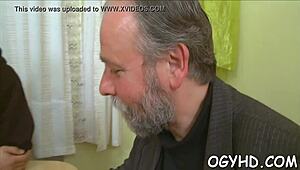 Old fart licks young teen's pink cookie with hunger