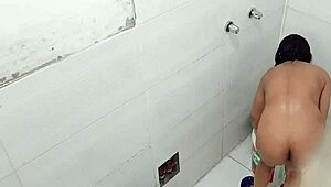 damn! spying on her showering after school in secret