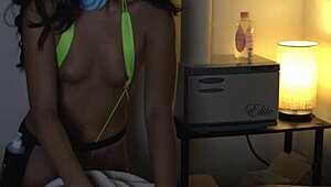 ever wonder what happens when an unscripted amateur handjob gets oily with clothes ripped off?