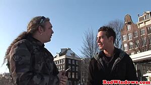 dutch hooker deepthroats and gets jizzed all over