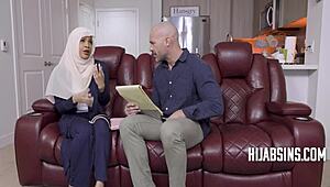 Arab babe in hijab rides therapist hard to heal trauma with wild cowgirl action. She’s relentless in every thrust!