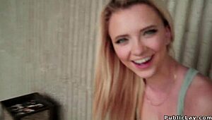 blonde couple fucks outdoor pov