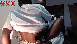 Teacher bends over, getting fucked hard with wet pussy.