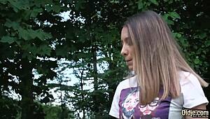 Super hot teen seduces grandpa, fucks him hard, and swallows his load