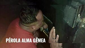 i-i took my friend to the blowjob booth for some gay oral fun