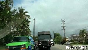 This real miniature legal age teen 18+ is giving a blowjob and getting fucked in POV