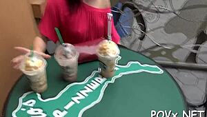 This real miniature legal age teen 18+ is giving a blowjob and getting fucked in POV