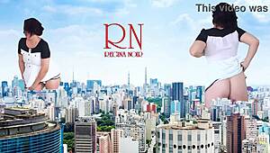 wow giant lady walks city streets without panties, towering like king kong