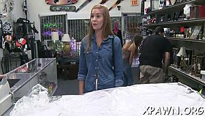 Sex in the shop with a big schlong, blowjob and tight pussy action 😏