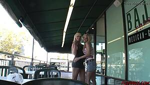 Hey, watch this blonde lesbian pick up a bigtits babe for hot sex?