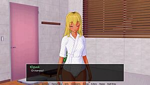 Complete Gameplay - HS Tutor Part 34. Rough Asian Milf Shower Scene With Hardcore Kissing.