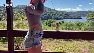 Got hard snapping pics of my redhead model at the farm, she loved it