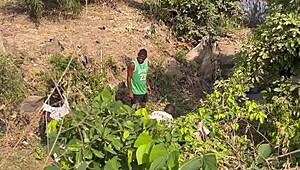 Hey, watch 2 strangers take turns banging this teenage village girl by the river.