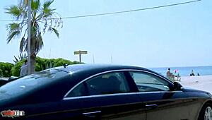 Watch this brunette babe deepthroat and squirt outdoors?