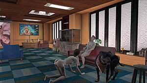 Fallout 4 girl sucks with vibrator in ass!