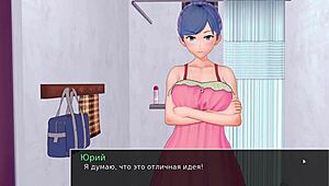 Complete Gameplay - HS Tutor Part 34. Rough Asian Milf Shower Scene With Hardcore Kissing.