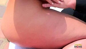 topless sunbathing draws big cock neighbor to plow mature pussy